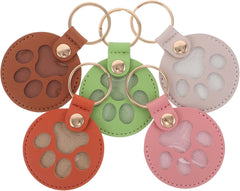YARNOW 5pcs Pet Hair Keepsake Keychain PU Paw Shaped Storage Pendant with Key Ring Memorial Puppy Hair Collector Keychain for Pet Owners
