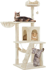 Yaheetech 54in Cat Tree, Multi-Level Cat Tower with Scratching Posts, Spacious Condo and Hammock, Ideal Activity Center for Indoor Kittens, Dark Gray