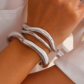 Chunky Gold Bangles for Women Non Tarnish Stackable Bracelet Set Trendy Jewelry Gifts