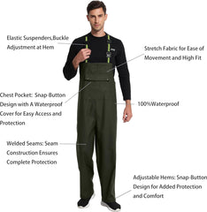 Men's Workwear PRO Rain Suit - Waterproof Jacket and Bib Pants 3-piece Set for Ultimate Safety and Comfort