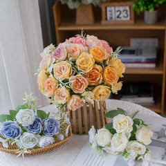 Artificial Flowers Fake Flower,Peony Flower Branch with Green Leaves Stem Realistic Reusable Faux Floral Plant Home Decoration Wedding Party Photo Props Yellow