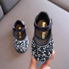 Girls Mary Jane Dress Shoes Rhinestones Flower Girl Wedding Party Shoes Ballet Flats Little Girl Dress up Shoes