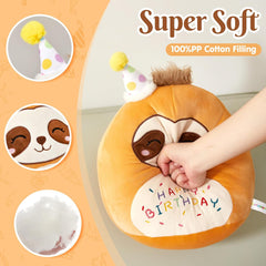 16" Birthday Cat Plush Pillow Stuffed Animals Original Wink Kitty Kitten Large Plushie Cuddle Squishy Happy Birthday Gift for Kids Boys Girls