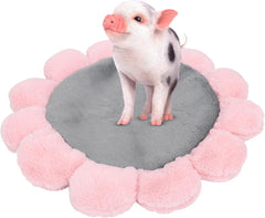 Pets Dog Bed, Round Flower Shape Pet Sleeping Mat Cute Ultra Soft Dog Cushion Extra Durable Fleece Dog Crate Bed House Pet Mat Bed Mat, Dog Mat Beds for Small Dogs Cats Pigs(Grey)