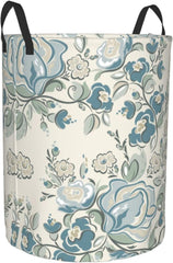 Summer Flowers Laundry Hamper Circular Laundry Basket Bin Dirty Clothes Bag Storage Basket Small