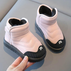 Snow Boots For Kids Leather Fuzzy Lined Booties Baby Girls Boys Black Winter Warm Slip On ðaterproof Sneaker Flat Shoes