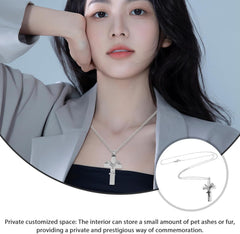 UPKOCH Cross Pendant Cremation Necklace for Cats and Dogs Stainless Steel Keepsake Necklace Pet Memorial Jewelry Pet Cremation Jewelry