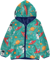CHIFIGNO Cartoon Astronauts Toddler Snow Jacket, Toddler Boys Zip up Jacket Thick for Fall Winter Spring 3T