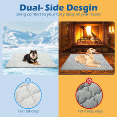 EXPAWLORER Dog Cooling Mat,Cool Pad Reversible (Cool & Warm),36’’x23’’ Pet Ice Cool Pad Blanket for Summer Kennel Sofa Floor Crate Car Seat,Machine Washable& Foldable Cooling Dog Bed(Medium)