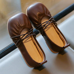 Toddler Girls Dress Pu Leather Shoes Mary Jane Ballet Flats Flower School Party Wedding Slip On Shoes for Girls Kids