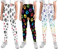Forchrinse Girls Leggings Animal Printed Yoga Pants 3Pack Stretch Athletic Leggings for Kids 4-13Years