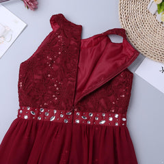 JEYPINMI Kids Flower Girls Sleeveless Floral Lace Wedding Bridesmaid Romper Dress Birthday Maxi Ball Gown