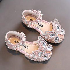 Girls Wedding Sandals Single Infant Princess Crystal Kids Bowknot Dancing Pearl Shoes Shoes Shoes Girls Sandals Shoes (Silver-2, 8 Toddler)