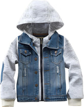 Boys Jean Jacket Kids Hooded Denim Jackets Zipper Outerwear Coat for 2-10 Years