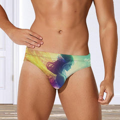 Rainbow Angel Men's Swimsuit Brief Beach Shorts Bikini Swimwear Sexy Swimming Trunks