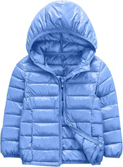 Kids Toddler Puffer Jacket Girls Boys Winter Coat Unisex Basic Warm Hooded Zip Up Lightweight Outerwear with Pockets