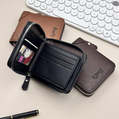 Mens Blocking Wallets Zipper Leather Wallet for Men Bifold Card Holder