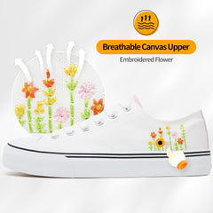 ZGR Womens White Tennis Shoes for Women,Lace up Canvas Sneakers,Casual Walking Canvas Shoes