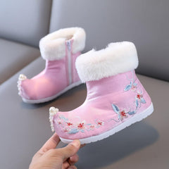 Toddler Girls Winter Cotton Boots Embroidered Warm Cotton Boots National Boots Rein Boots Warm Winter Snow Boots