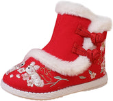 Baby Girls Embroidered Warm Cotton Boots Princess Cotton Boots National Boots Little Girls Boots Winter Snow Boots