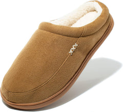 NewDenBer Men's Warm Memory Foam Suede Plush Fleece Lined Slip on Indoor Outdoor Clog House Slippers