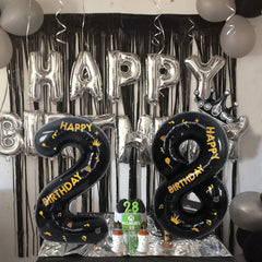 40 Inch Black Foil Balloon Number 28,Crown 28th Birthday Party Decorative Balloons,Number Large Numbers Balloon 28,Girls Boys 28th Birthday Decoration Anniversary Wedding 28th Birthday Party Supplies