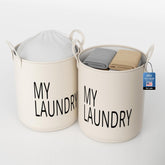 Yikko 2-Pack Large Laundry Basket, Waterproof Freestanding Laundry Hamper, Canvas Large Storage Baskets for Kids Boys and Girls, Office, Bedroom, Clothes,Toys (White-25)