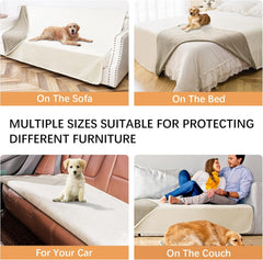 Waterproof Dog Blankets, Washable Pee Proof Pet Blanket for Couch, Soft Reversible Puppy Throw Furniture Protector Cover for Bed Sofa-52"x82",Purple+Cream