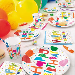 Unique Multicolor Happy Balloon Birthday Luncheon Napkins - Pack of 16 - Vibrant & Festive Party Supplies for Celebration