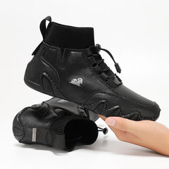 Men'S Waterproof Leather Lightweight Outdoor Ankle Boots Comfortable Round Toe Soft Sole Non-Slip Driving Walking High Top Chukka Boots Slip-On Lightweight Sports Shoes