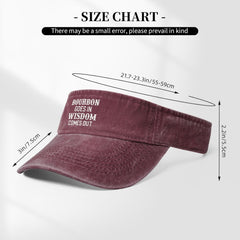 Bourbon Goes in Wisdom Comes Out Sun Visor Hats for Women Men Adjustable Sports Baseball Black