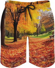 Men's Swim Trunks Beautiful Colorful Autumn Park Beach Shorts Quick Dry Summer Bathing Suit Swimwear