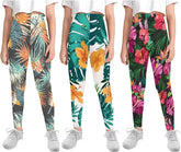Forchrinse Girls Leggings Animal Printed Yoga Pants 3Pack Stretch Athletic Leggings for Kids 4-13Years