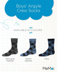 MeMoi Boys Argyle Cotton-Rich Fine-Gauge Crew Sock