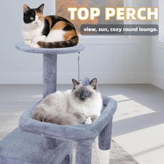 TINWEIUS 42.5'' Cat Tree for Indor Cats, Multifunctional Cat Tower with Cozy Condo, Perches, Scratching Posts and Hammock, Grey…