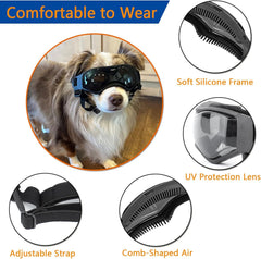 Dog Goggles for Medium Dogs, Dog Sunglasses Medium Breed, Dog Glasses UV Protection Wind Protection Dust Protection with Adjustable Strap for Medium Breed (Medium Black)