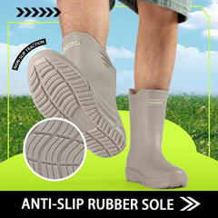 Hsttgsr Rain Boots for Men Waterproof Fashionable Rubber Boots Non-slip Outdoor Garden Boots Mid Calf Muck Work Shoes Comfort Lightweight Rainboots for Fishing Climbing