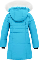 wantdo Girl's Winter Coat Waterproof Long Puffer Jacket Warm Parka with Faux Fur Hood