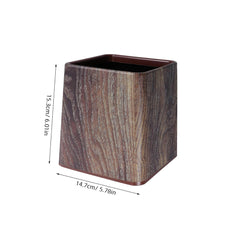 Retro Imitation Walnut Grain Trash Can Bathroom Desktop Decorative Garbage Can