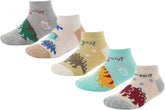 CHUNG Boys Cotton Ankle Socks 5/10 Pack Low Cut Dinosaur Mesh 2-9Y Light Weight Back School Running Sports Casual