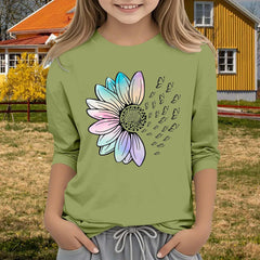 Girls Tennis Tops Casual Solid Color Round Neck Seven Cuff T Shirt Top 3 13 Years Girls Tennis Tops