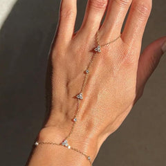 Dainty Hand Chain Bracelet for Women Elegant Gold Ring Bracelet Trendy Hand Jewelry Gift