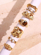 7pcs Fashionable Personalized Multicolor Rhinestone Geometric Metal Ring Set for Women