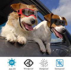 2Pcs Small Breed Dog Sunglasses,Stylish Anti-UV Dog Goggles with Soft Frames for Cats and Puppies for Outdoor Activities, Riding, and Driving with Secure Elastic Straps