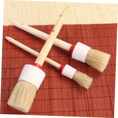 Milisten 4pcs Round Bristle Oil Painting Brush Wooden Handle Versatile for Bbq Baking Art Projects Random Bristle