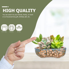 Operitacx 7.48 Inch Ceramic Succulent Pot, Large Succulent Planter for Plant Windowsill Office Desk