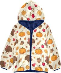CHIFIGNO Cartoon Turkeys Toddler Boy Fleece Zip up Jacket, Warm Lightweight Fleece Outerwear Jackets 3T