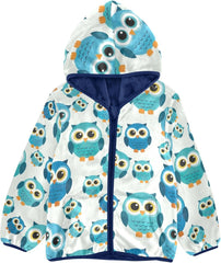 CHIFIGNO Cute Blue Teal Owls Toddler Winter Coat Soft Winter Coat for Boys 3T