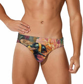 Bee Garden Men's Swimsuit Brief Beach Shorts Bikini Swimwear Sexy Swimming Trunks