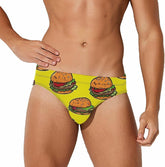 Burger Food Men's Swimsuit Brief Beach Shorts Bikini Swimwear Sexy Swimming Trunks